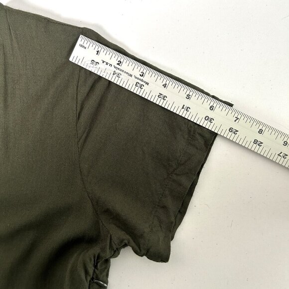 Earthbound Trading Jumpsuit Womens Size L Green Short Sleeve V Neck Pockets Boho - Picture 12 of 16